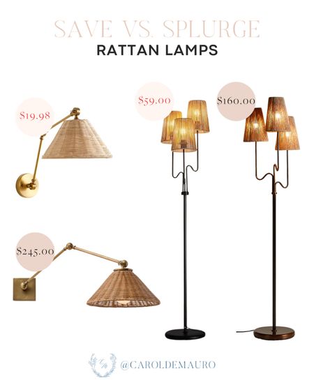 Here are some affordable alternatives to these rattan wall and floor lamps that are perfect for an upcoming summer home refresh!
#decoridea #lookforless #savevssplurge #affordablefinds

#LTKSeasonal #LTKStyleTip #LTKHome