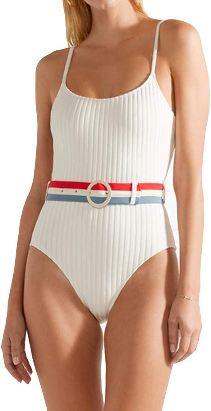Stripe Swimwear Halter Tummy Control Womens Padded Monokini Swimsuit One Piece Slimming Bathing S... | Amazon (US)