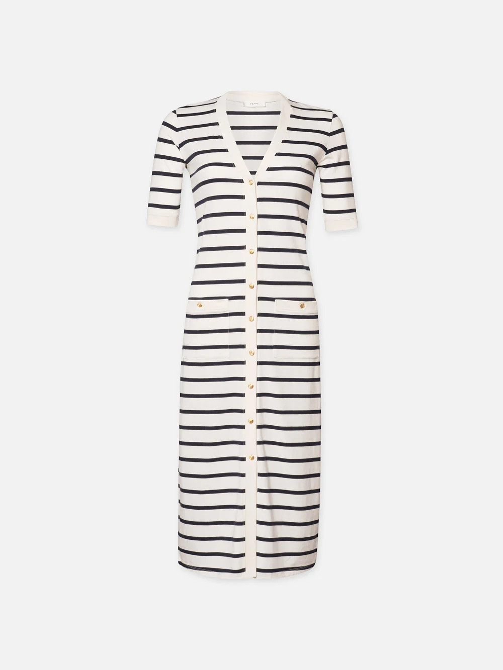 Henley Button Up Dress  in  Navy Multi | Frame Denim