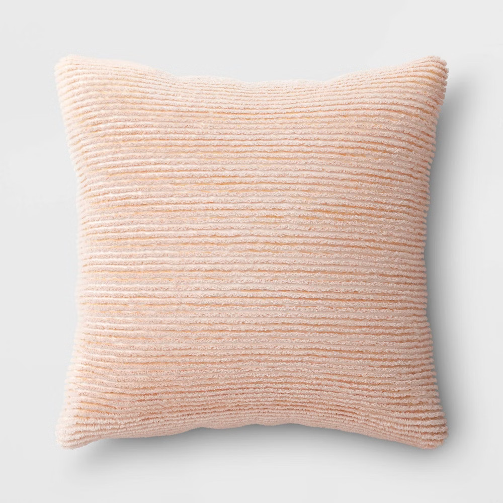Oversized Square Ribbed Plush Pillow Blush - Room Essentials | Target