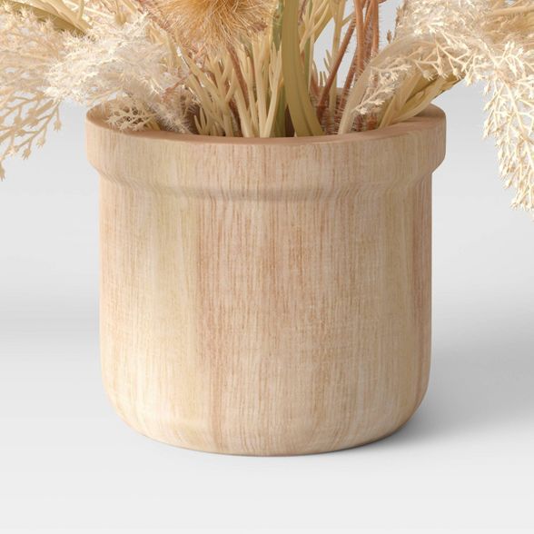 11" x 9" Artificial Fluffy Grass Arrangement in Wood Pot - Threshold™ | Target