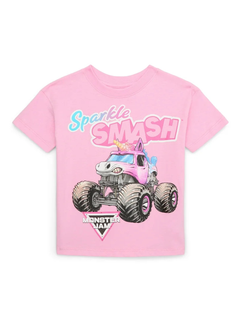 Monster Jam Toddler Girls Sparkle Smash Graphic Tee, Sizes 12M-5T | Walmart (US)