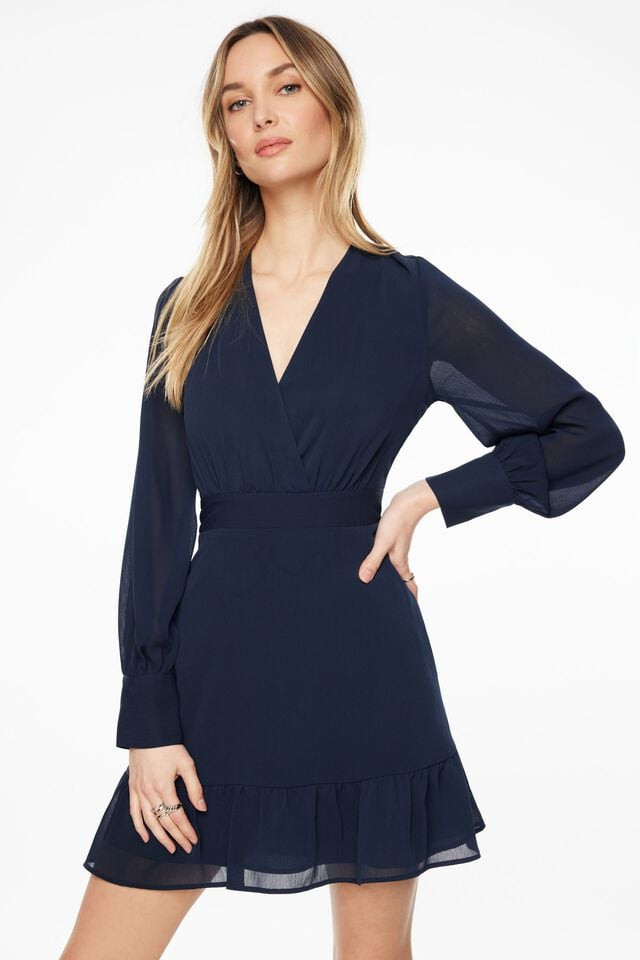Lyra V-Neck Long Sleeve Dress$69.95 | Dynamite Clothing