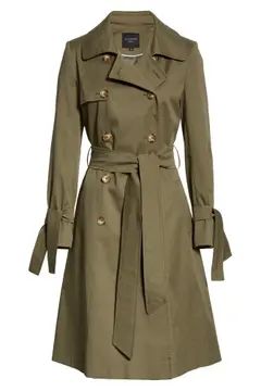 Double Breasted Tie Cuff Stretch Cotton Trench Coat | Nordstrom