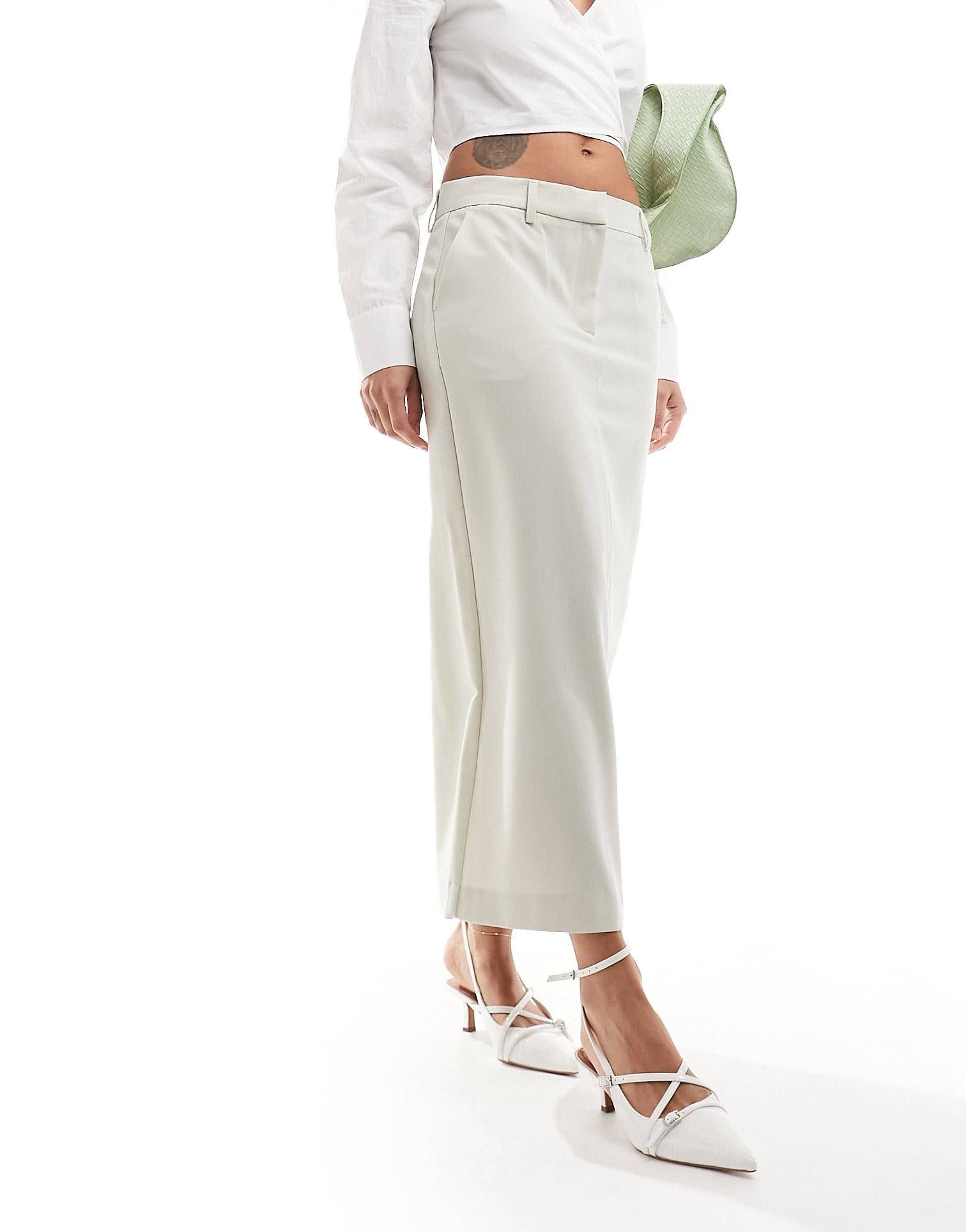 Vero Moda maxi skirt with slit back in stone | ASOS | ASOS (Global)