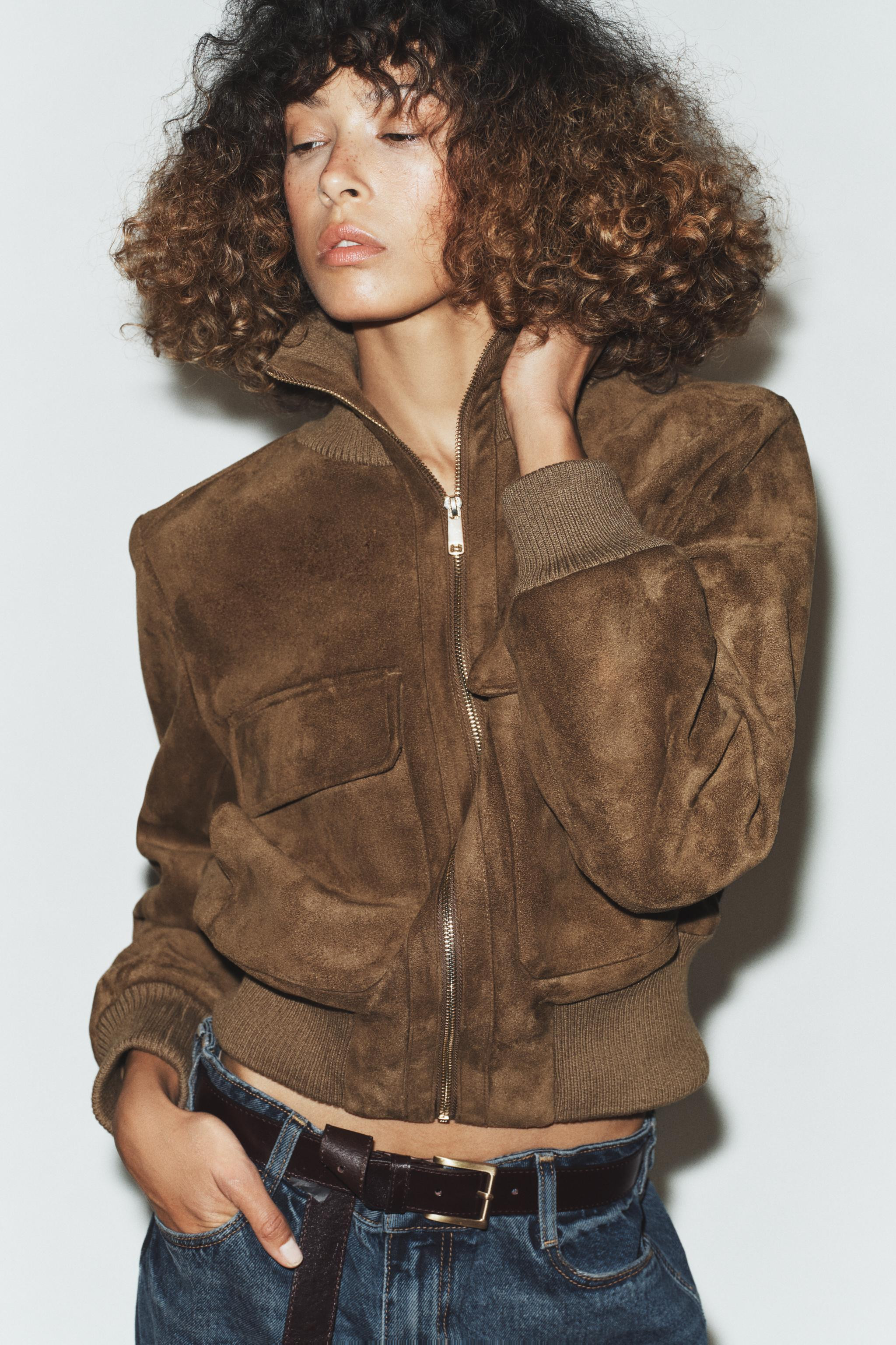 RIB HIGH COLLAR BOMBER JACKET | Zara US