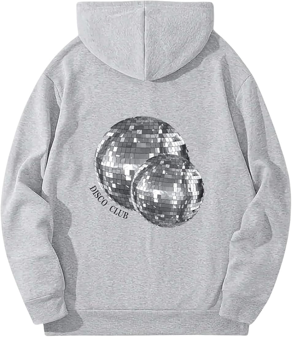 SHENHE Women's Graphic Disco Ball Print Regular Fit Funny Hoodie Pullover Sweatshirt | Amazon (US)
