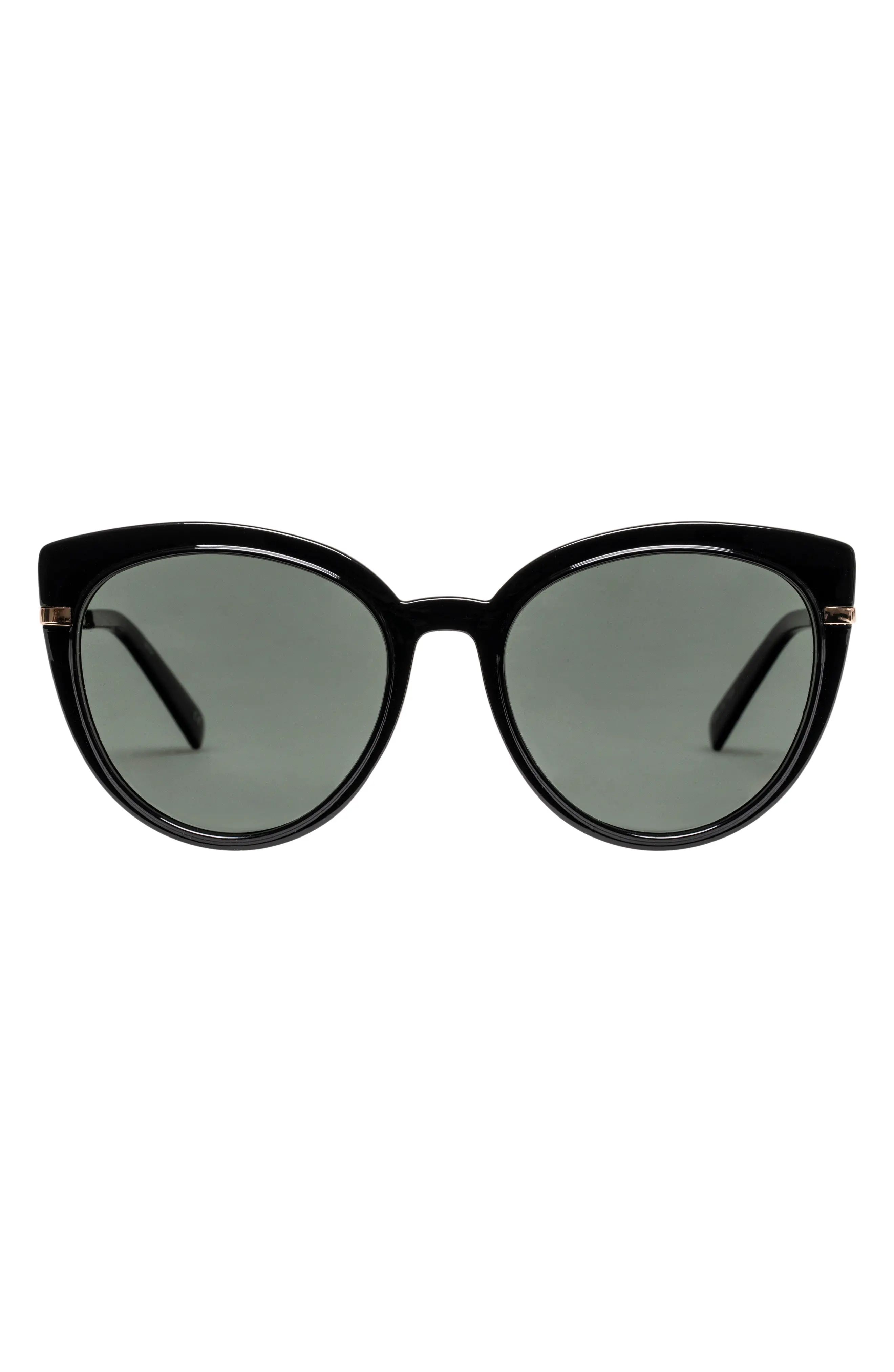 Women's Le Specs Promiscuous 55mm Cat Eye Sunglasses - Black/ Khaki | Nordstrom