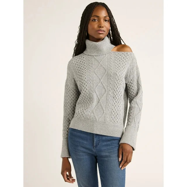 Sofia Jeans Women's Cozy Shine Sweater with Long Sleeves, Mid-weight, Sizes XS-XXXL - Walmart.com | Walmart (US)