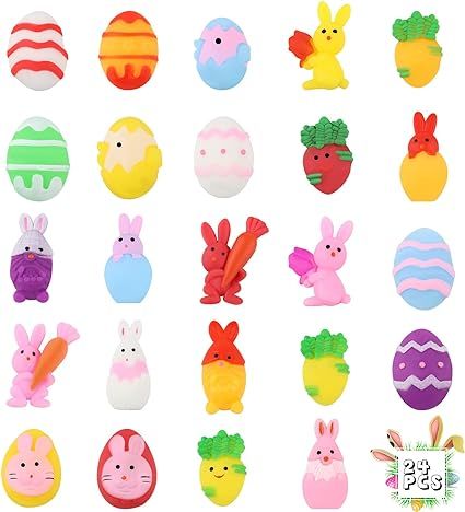 24 Pcs Easter Mochi Squishies Toys,Mini Chick Bunny Mochi Squeeze Easter Toys for Kids Party Favo... | Amazon (US)