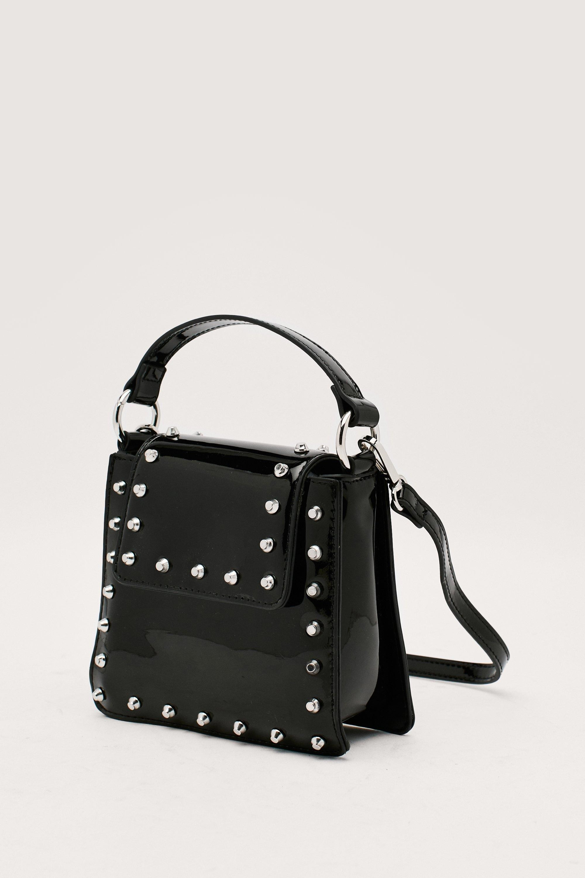 Patent Faux Leather Studded Crossbody Bag | Nasty Gal (US)
