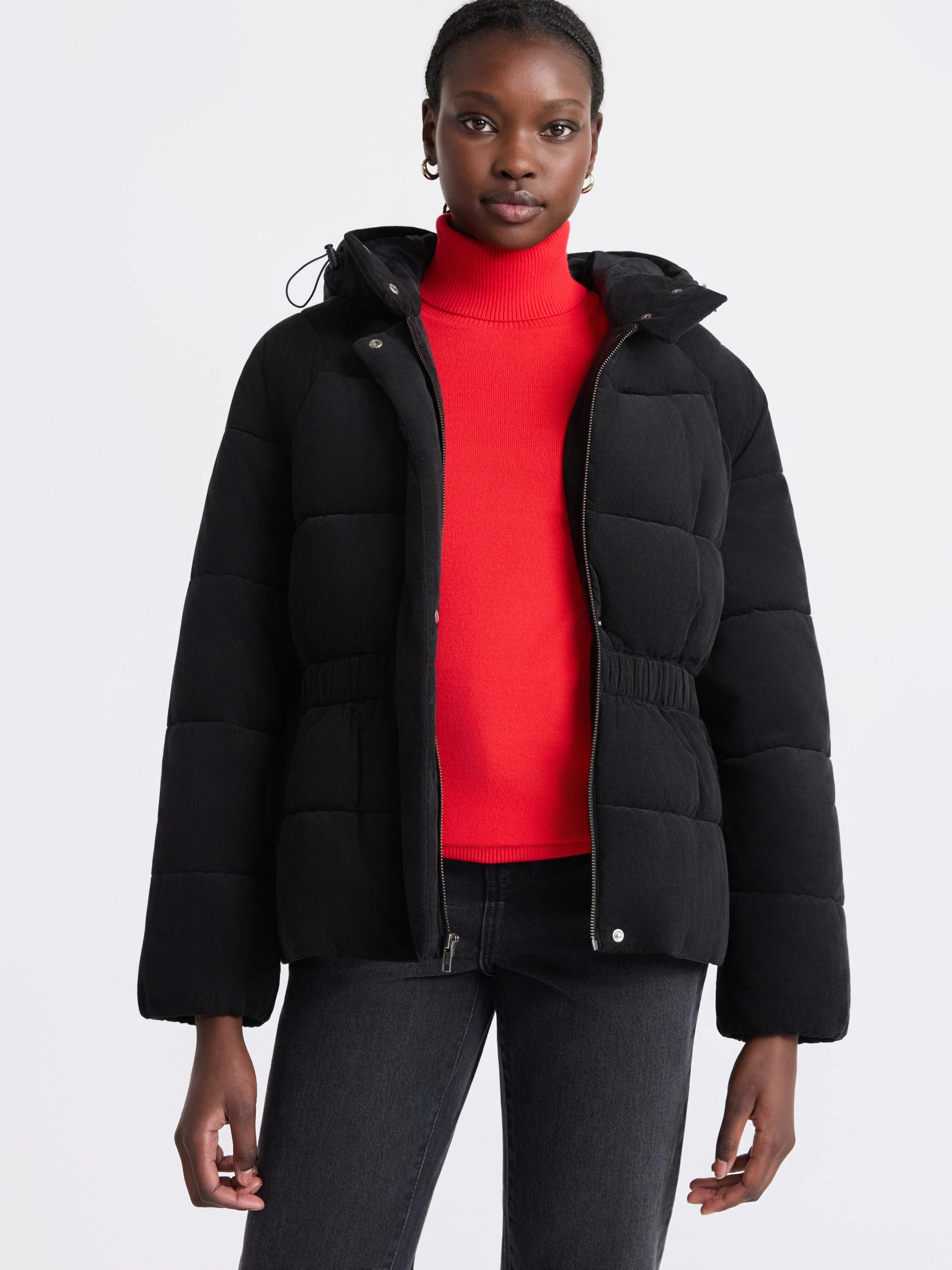 Free Assembly Women's Side Tie Puffer Jacket with Hood, Sizes XS-XXL - Walmart.com | Walmart (US)