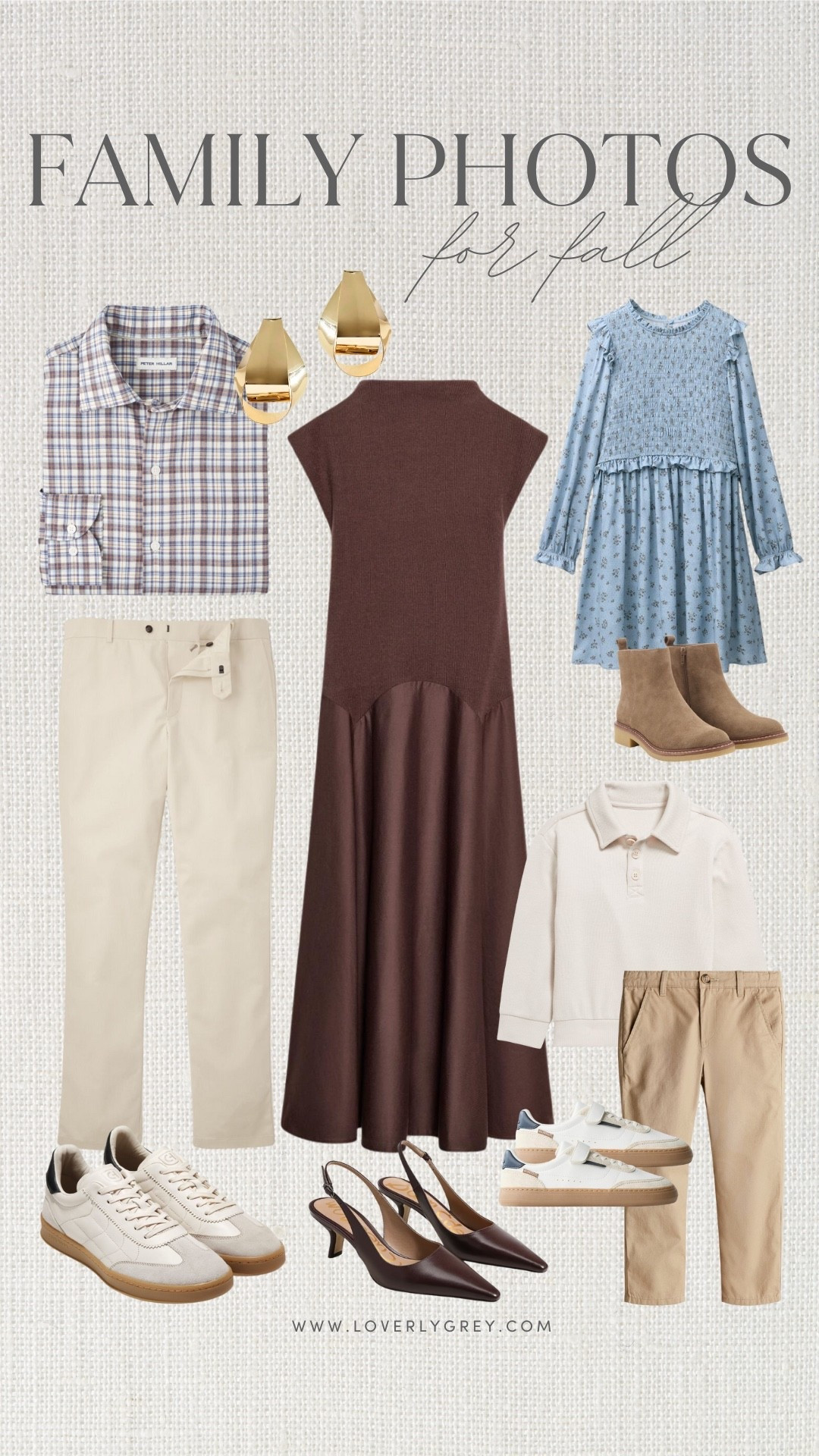 Loving these browns & blues for a fall family photo look! This brown midi dress is such a classic dress you can wear for so many things - you can dress it up or down!

Loverly Grey, fall family photos, family outfits, fall outfit inspo, brown midi dress, men’s outfit, kids fall outfit 

#LTKSeasonal #LTKFamily #LTKStyleTip