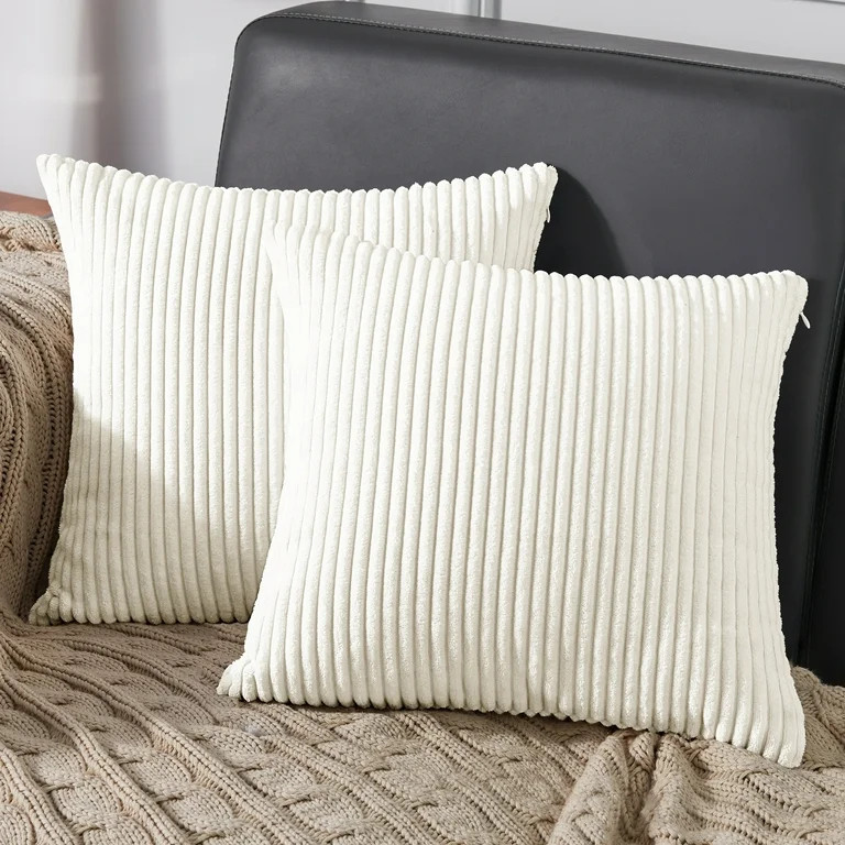 Deconovo Pack of 2 Corduroy Square Decorative Throw Pillow Covers Cushion Covers Pillowcase for H... | Walmart (US)
