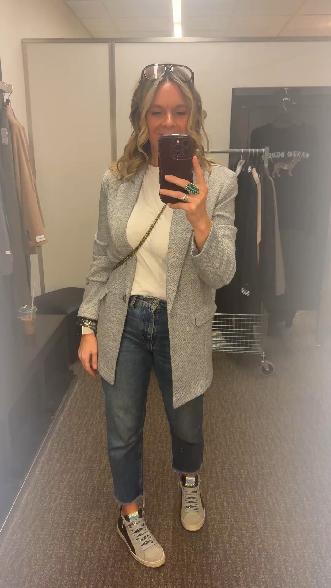 A knit blazer is the only structured piece you actually need — here's why 👇

1) It gives you the polish of a blazer with the comfort of a sweater. No stiff shoulders, no dry cleaning, no overthinking it.

2) It works with everything. White tee and jeans for a casual day, a silk cami and trousers for a night out — same blazer, completely different vibe.

3) It's the easiest way to make basics look intentional. Throw it over literally anything and the outfit looks like you planned it.

OOTD for a morning of setting up a fitting room for one of our guy clients 🙋‍♂️ All pieces from my own closet — none of these are still in stores but I've linked the closest versions because this formula is too good not to share. Everything shoppable below! 👇

#LTKOver40 #LTKootd #LTKdayinmylife