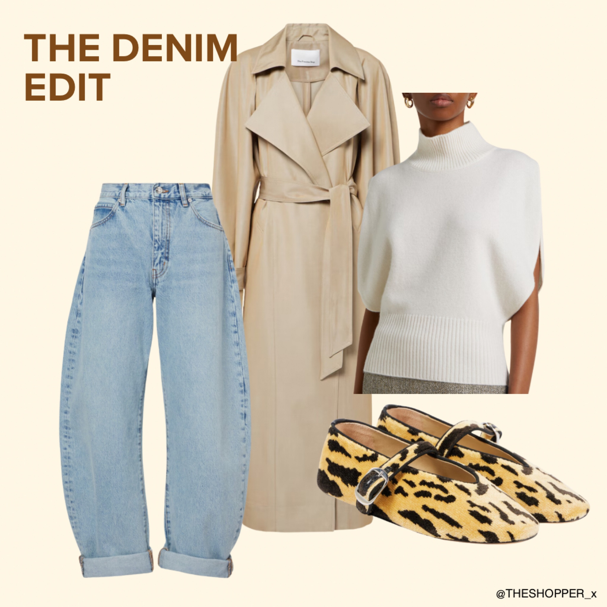 Turtleneck cashmere top, wide leg denim jeans, trench coat, leopard print ballet pumps

#LTKeurope #LTKwinter #LTKuk