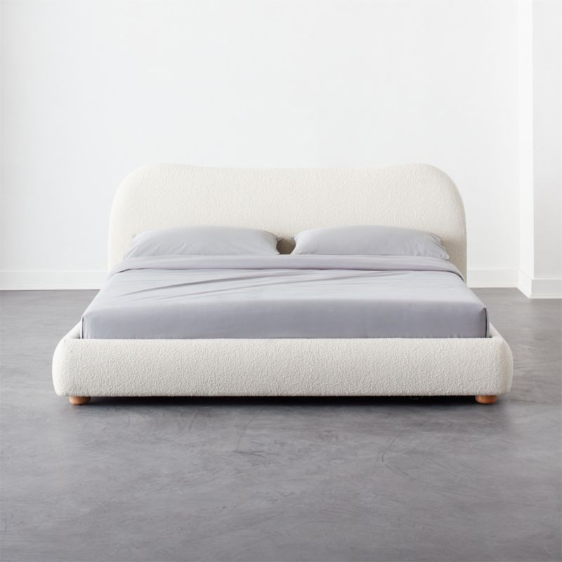 Diana White Boucle King Bed + Reviews | CB2 | CB2