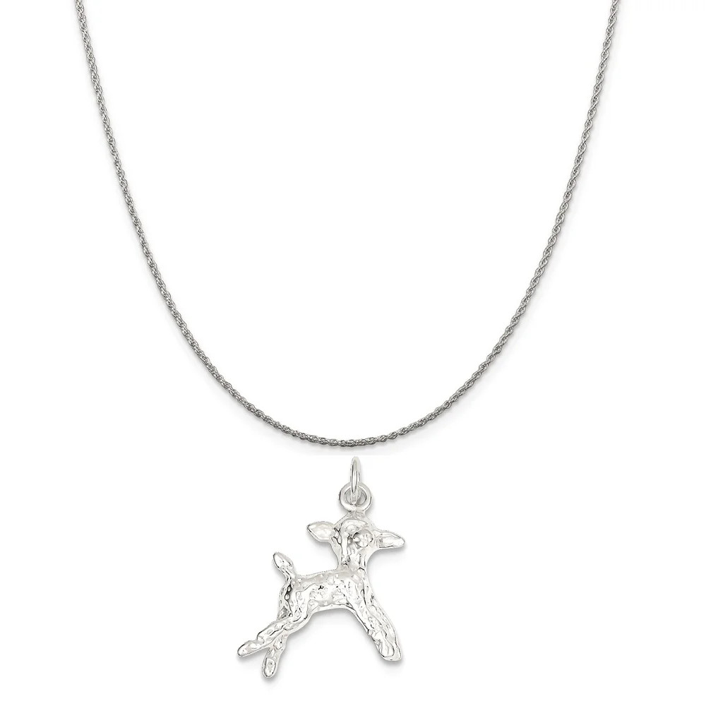 Sterling Silver Lamb Charm on a Sterling Silver Rope Chain Necklace, 16" | Walmart (US)