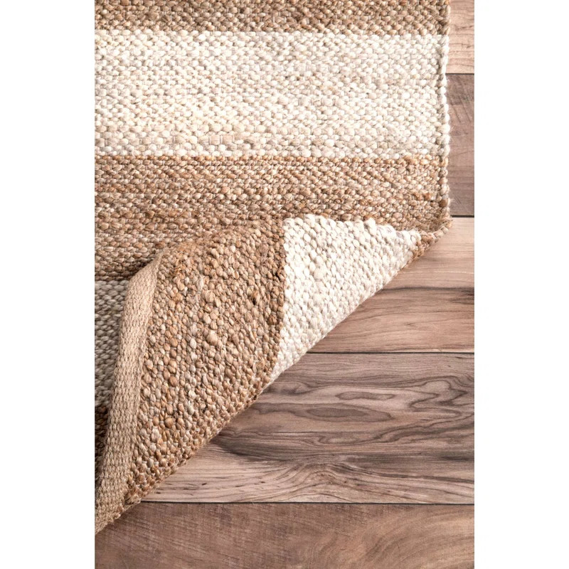 Stockton Springs Striped Handmade Flatweave Cotton Beige Area Rug | Wayfair North America