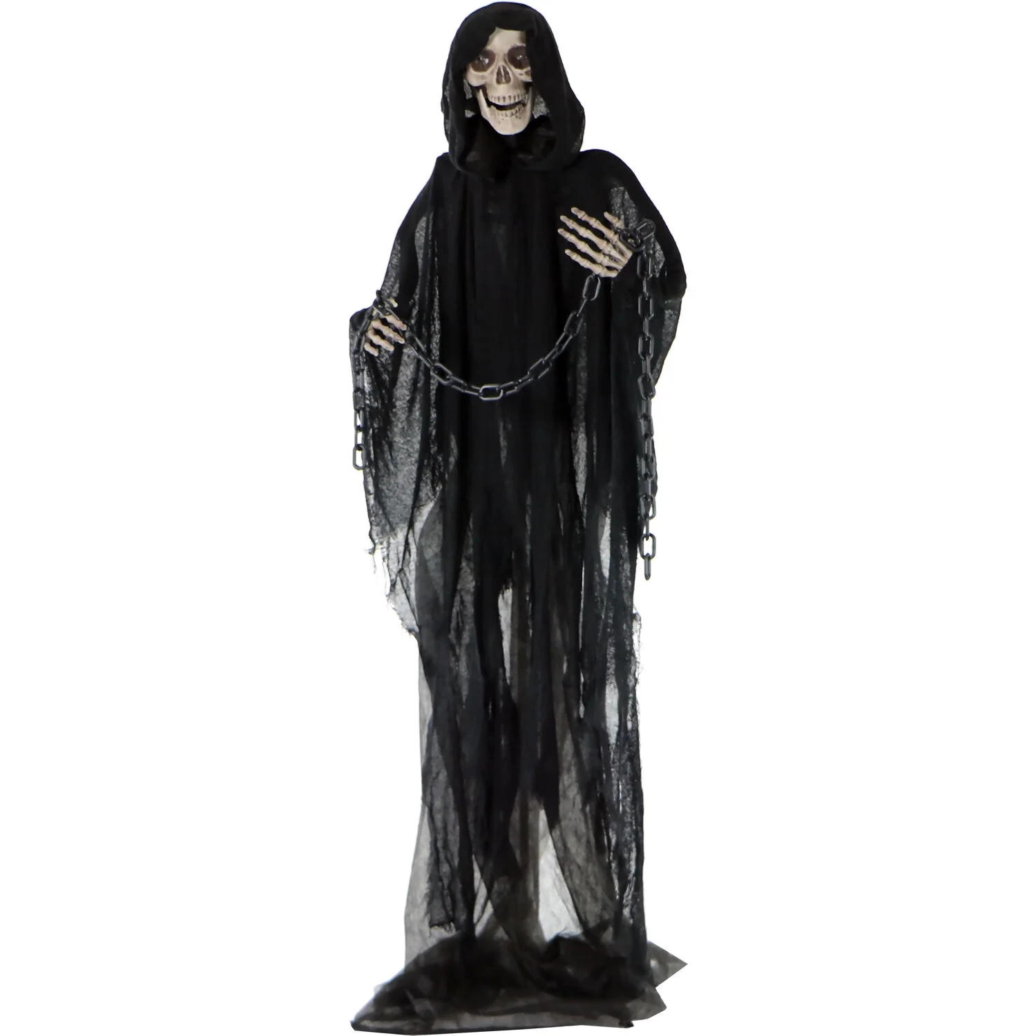 Haunted Hill Farm Life-Size Animated Grim Reaper Prop With Chain And Rotating Head, Multicolor - ... | Walmart (US)