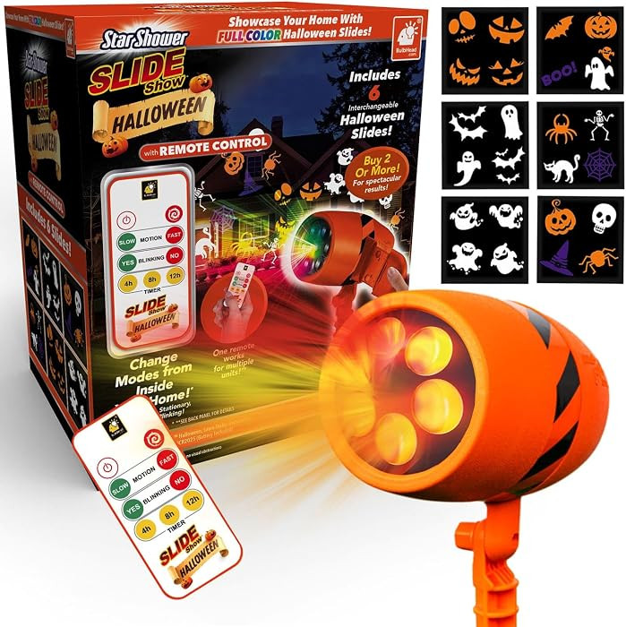 Star Shower Slide Show Halloween LED Projector, 6 Slides, Full-Color | Amazon (US)