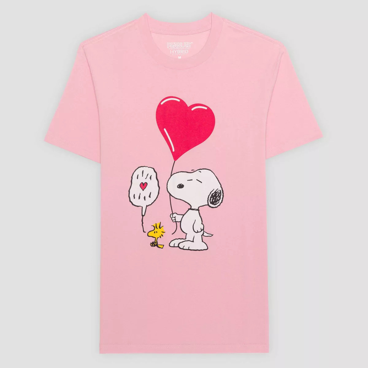 Men's Peanuts Snoopy Heart Balloon Short Sleeve Graphic T-Shirt - Pink | Target