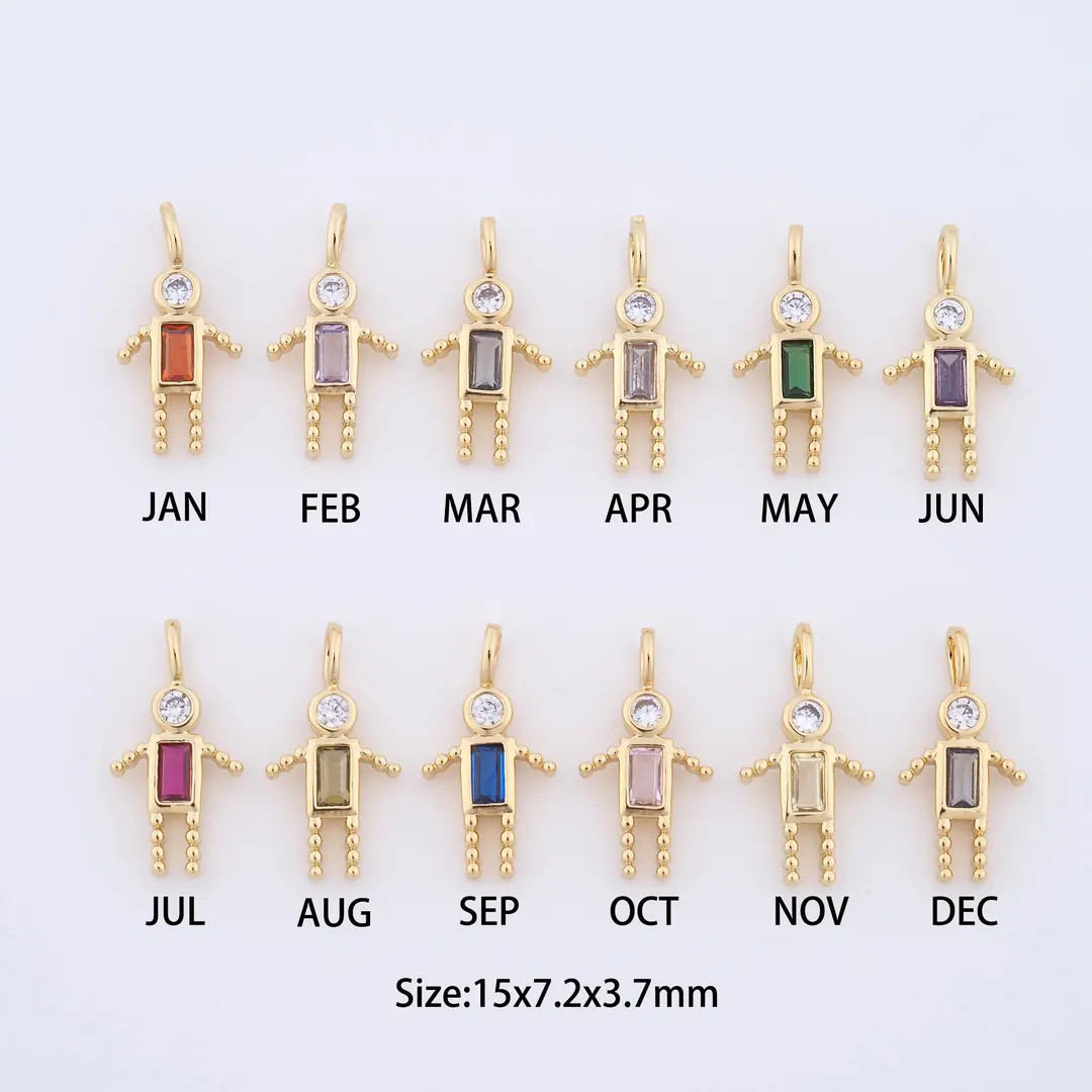 18K Gold Filled Birthstone Charms,Micro Pave Month Boy Pendant for Bracelet Necklace DIY Jewelry ... | Etsy (US)