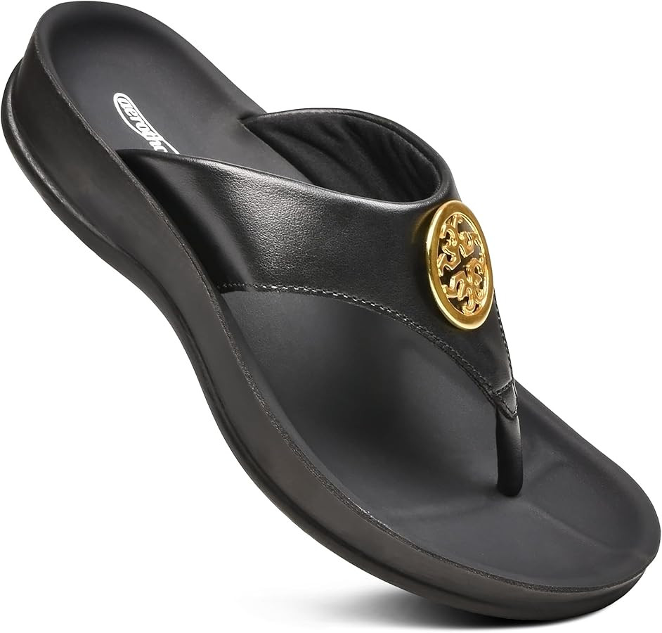 AEROTHOTIC Arch Supportive Strappy Orthotic Comfortable Flip Flops Cushion Soft Toe Post Non-Slip... | Amazon (US)