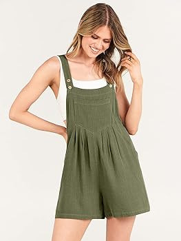 Caracilia Women's Short Overalls Summer Casual Linen Adjustable Straps Loose Wide Leg Bib Rompers... | Amazon (US)