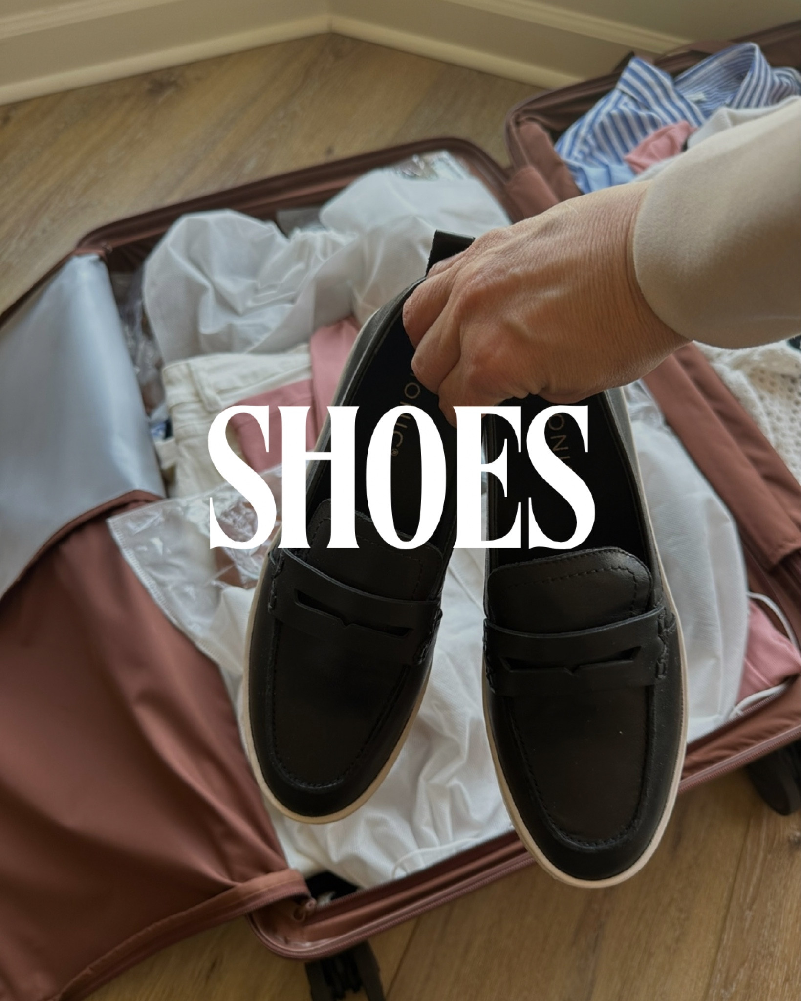 Pack comfortable shoes for tours and walking during the day. 

My Steve Madden sneakers and Vionic loafers are amazing! I packed 3 different colors of the Vionic loafers as well! Black as shown in video and also red and tan (not shown in video). Can walk all day in these and never hurt! 

Shoe bags are great when traveling

#LTKeurope #LTKshoecrush #LTKtravel