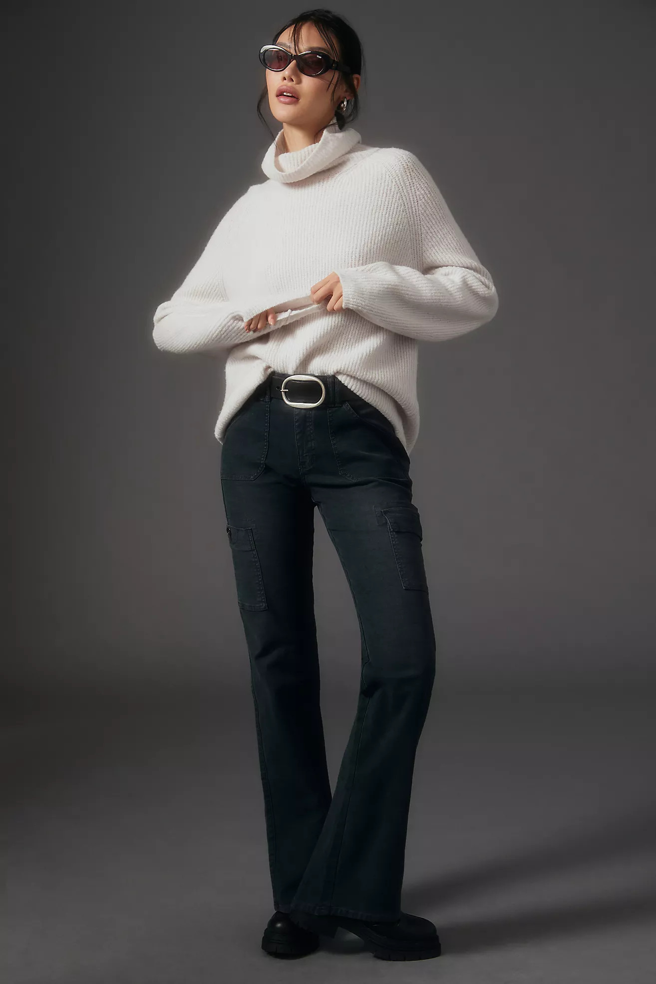 Pilcro Mid-Rise Slim Puddle Cargo Pants | Anthropologie (US)