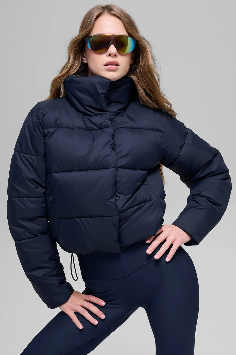 ALO | Gold Rush Puffer Jacket in Navy Blue, Size: Medium | Alo Yoga (US)