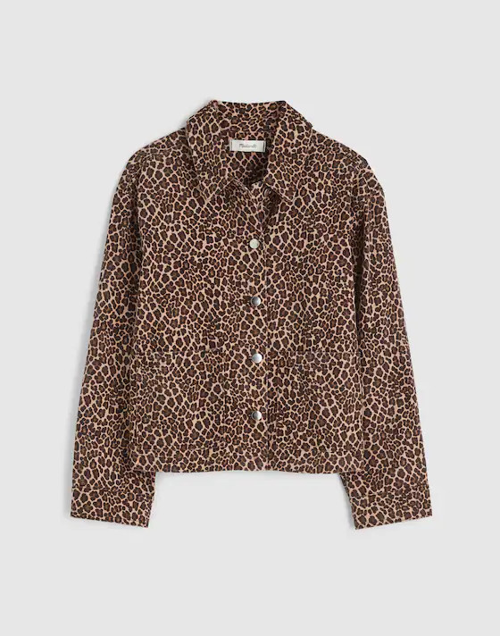 Denim Trapeze Jacket in Leopard | Madewell