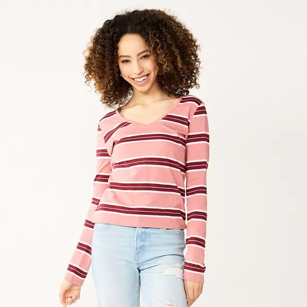 Juniors' SO® Essential V-Neck Long Sleeve Tee | Kohl's