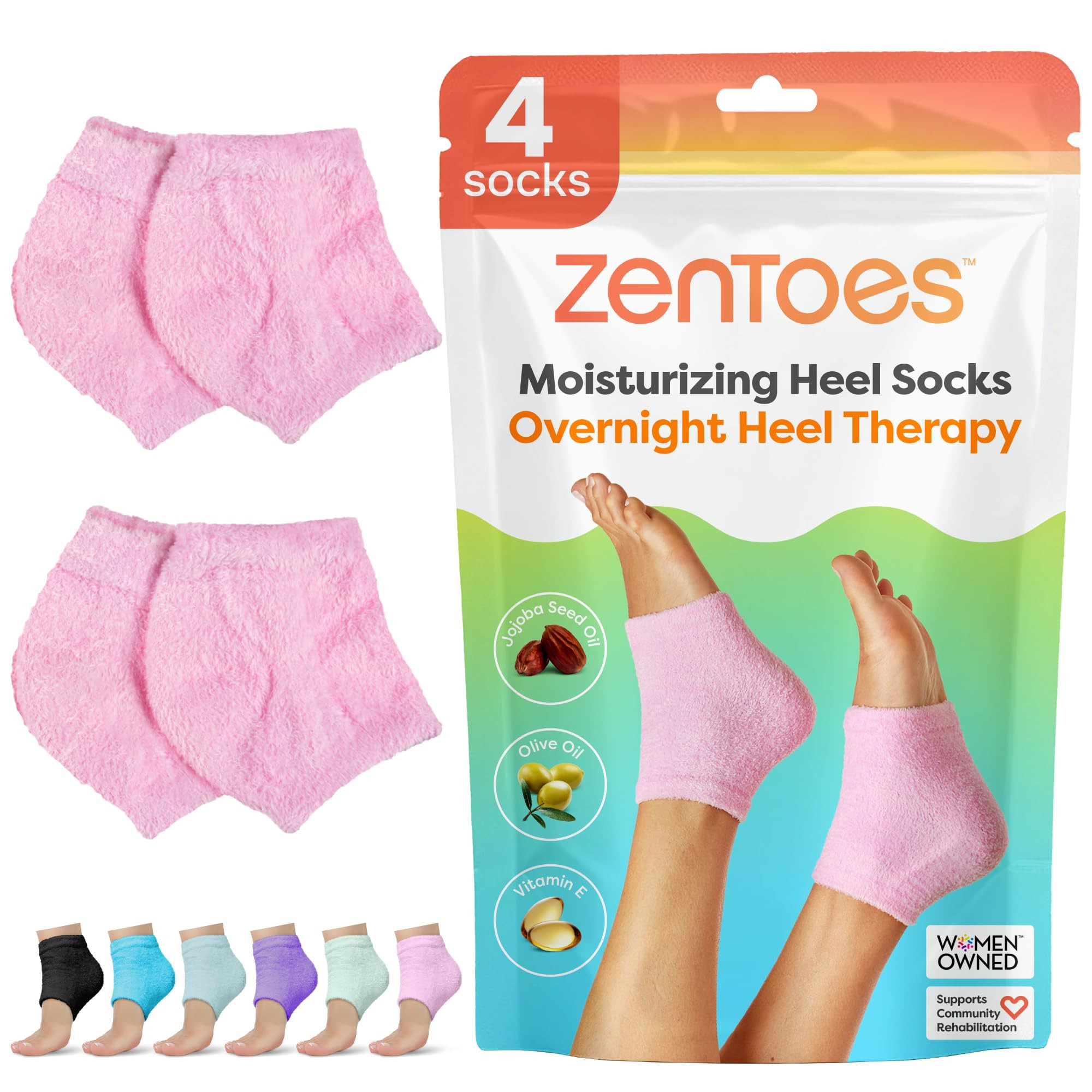 ZenToes Moisturizing Socks for Cracked Heel Treatment, Vitamin E, Olive Oil and Jojoba Oil Infuse... | Amazon (US)