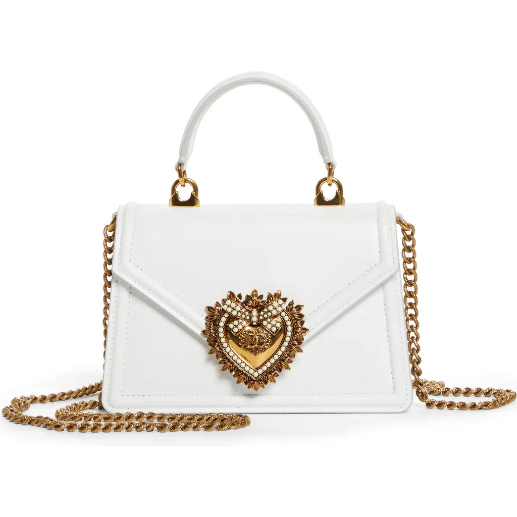 Dolce&Gabbana Mini Devotion Leather Top Handle Bag in Optical White at Nordstrom | Nordstrom