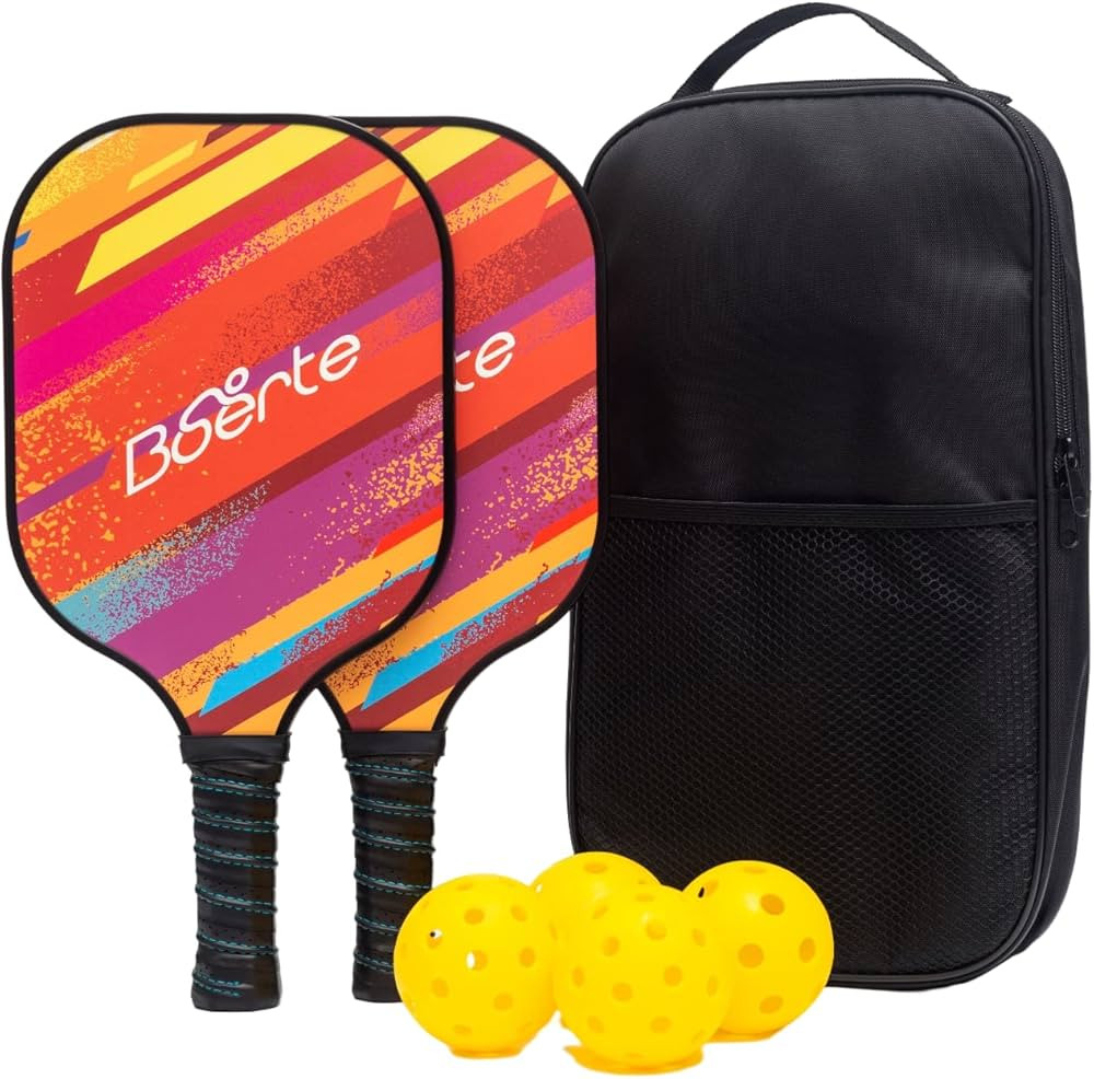 Boerte X-FOIL Pickleball Set, Graphite Pickleball Paddles Set of 2 and 4 Pickleballs, Portable Pi... | Amazon (US)
