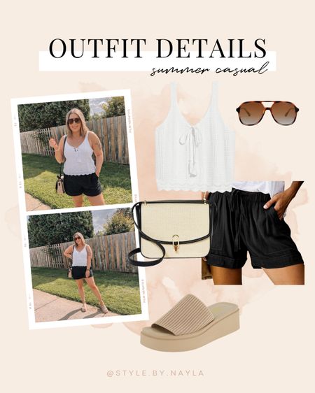 Casual summer outfit - crochet tank top (size large), Amazon shorts (size large), Amazon sandals (TTS)

Midsize summer outfit, neutral outfits 


#LTKmidsize #LTKstyletip #LTKSeasonal