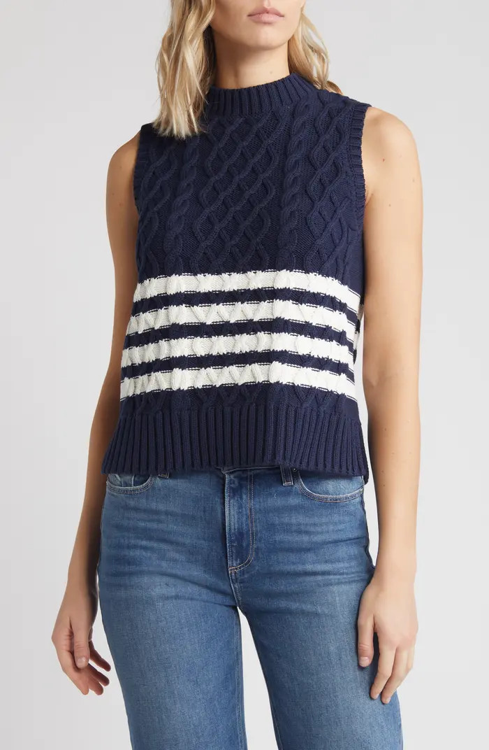 Caslon® Cable Knit Pima Cotton Sweater Vest | Nordstrom | Nordstrom