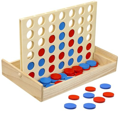 JOYPRO Wooden 4 in a Row Game, Kids Board Games for Kids 5 6 8 10 12 Year Olds, Travel Games for Kids and Adults, 2 Player Classic Family Board Games for Christmas Birthday Gift Coffee Table Decor | Amazon (US)