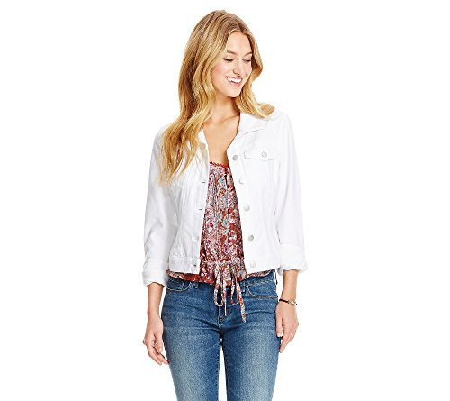 Jessica Simpson Women's Pixie Denim Jacket, White/White, Large | Amazon (US)