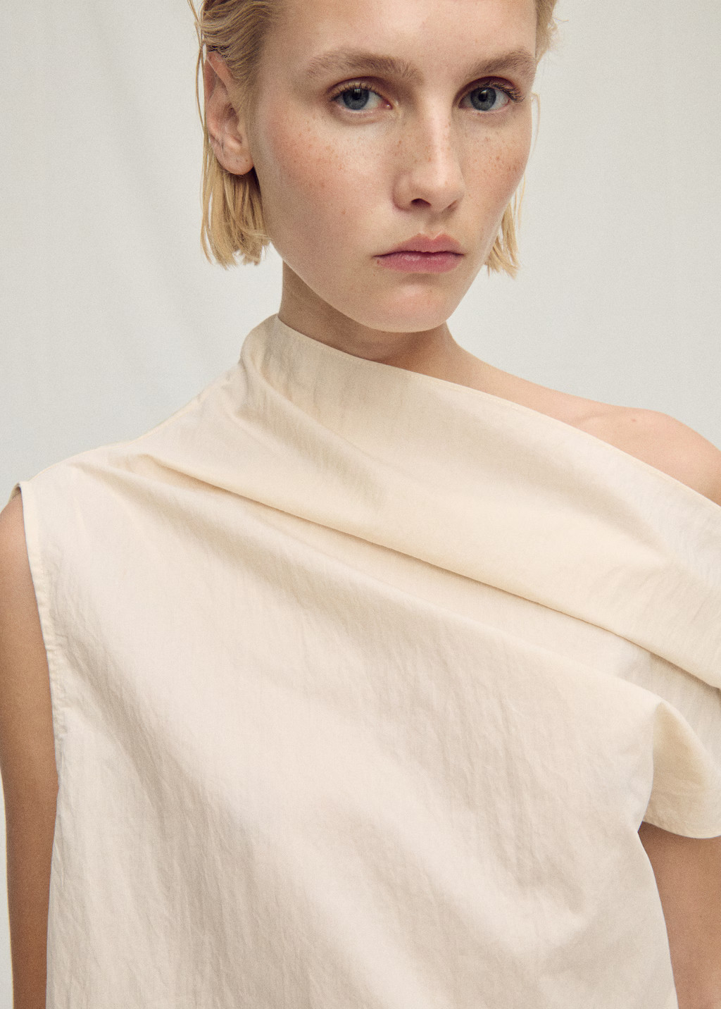 Cotton blouse with asymmetrical collar - Women | MANGO USA | Mango (US/MX/AU)