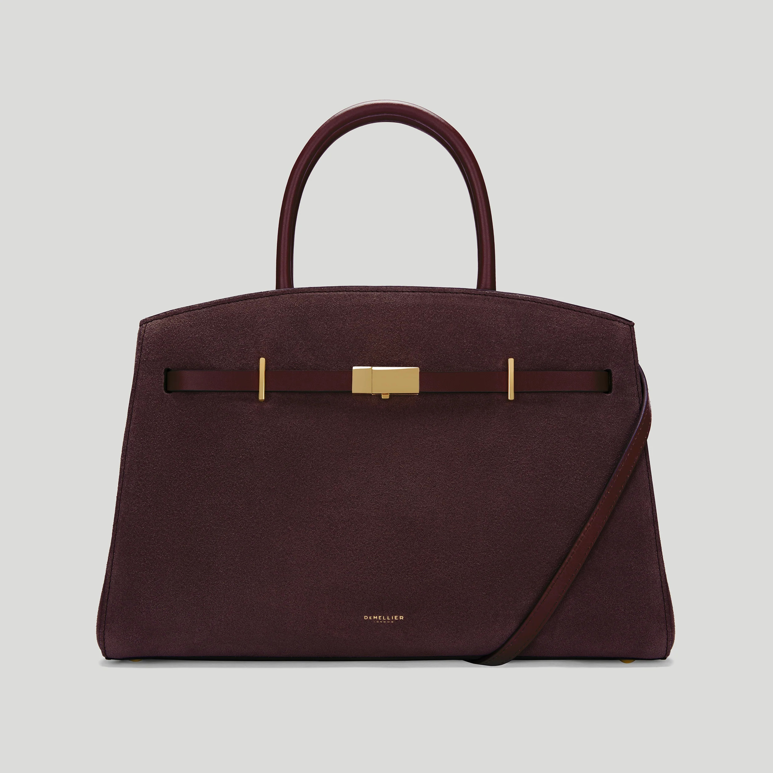 DeMellier The Midi Hudson in Burgundy Suede & Burgundy Smooth Leather Crossbody bag | DeMellier