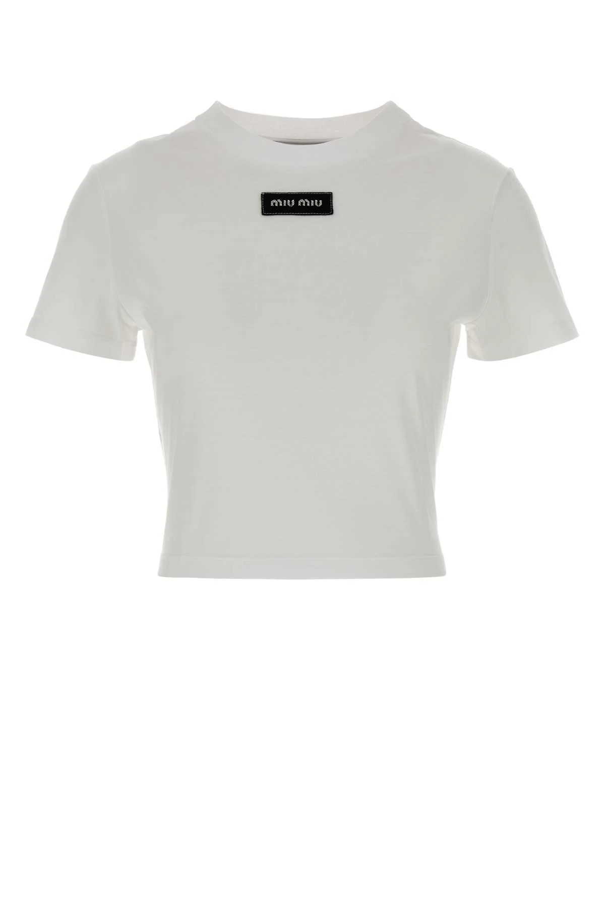 Miu Miu Logo-Patch Cotton T-Shirt — White | Italist Inc.