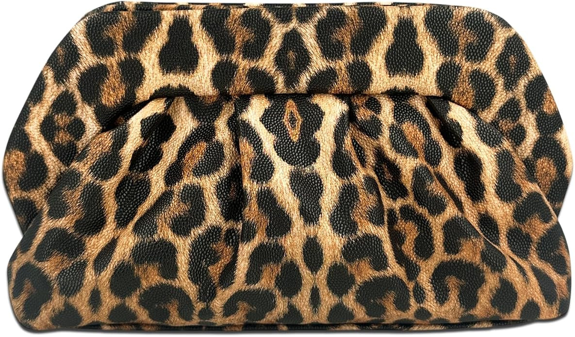 ENBEI Leopard Print Clutch Purse for Women - Waterproof Faux Leather Evening Bag, Handbag with Du... | Amazon (US)