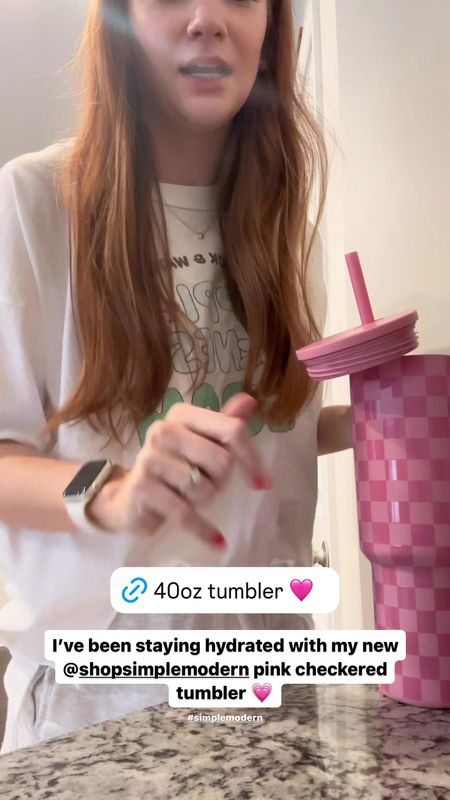New pink checkered 40 oz tumbler from Simple Modern for summer! 

#LTKVideo