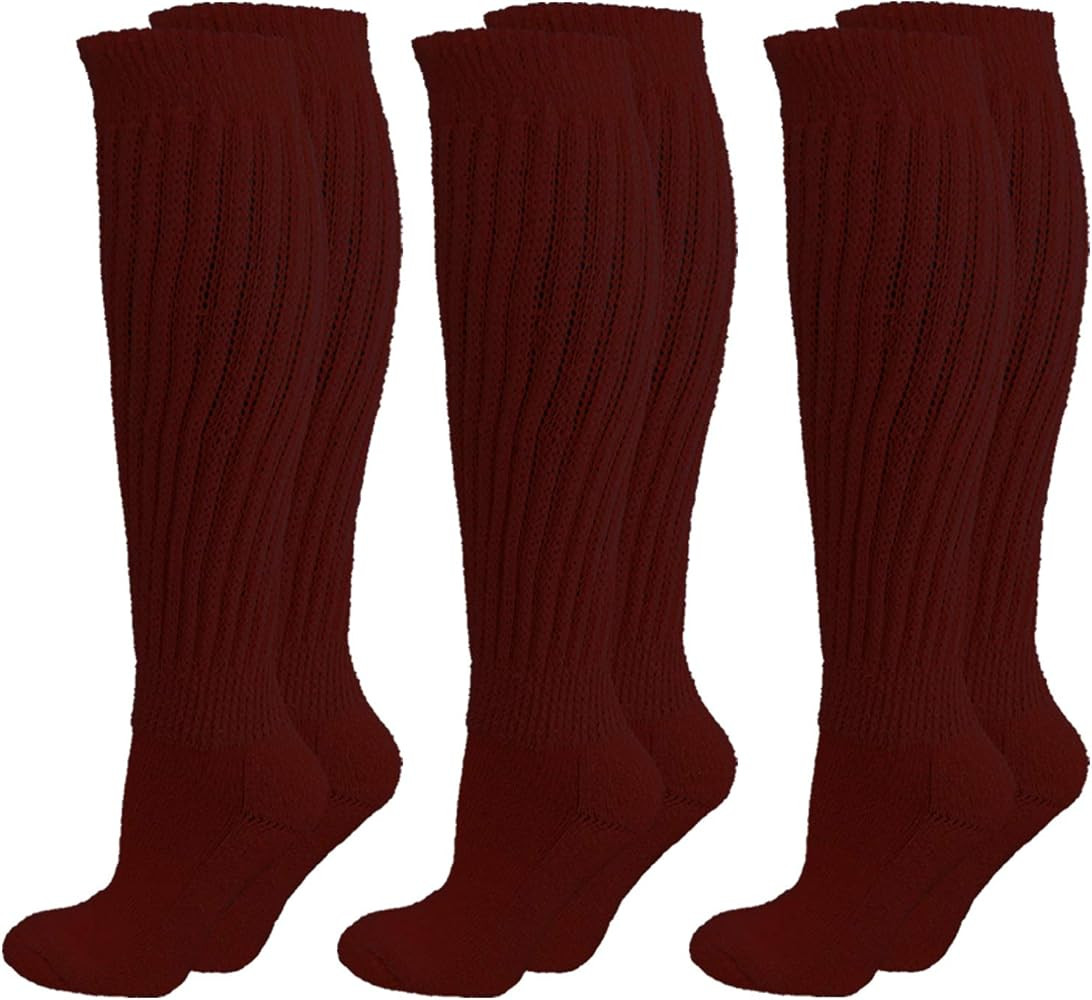 Luxury Divas All Cotton 3 Pack Extra Heavy Slouch Socks Made In USA | Amazon (US)