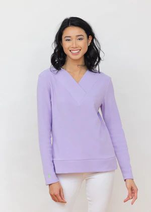 Valley V-Neck in Terry Fleece (Lavender) | Dudley Stephens