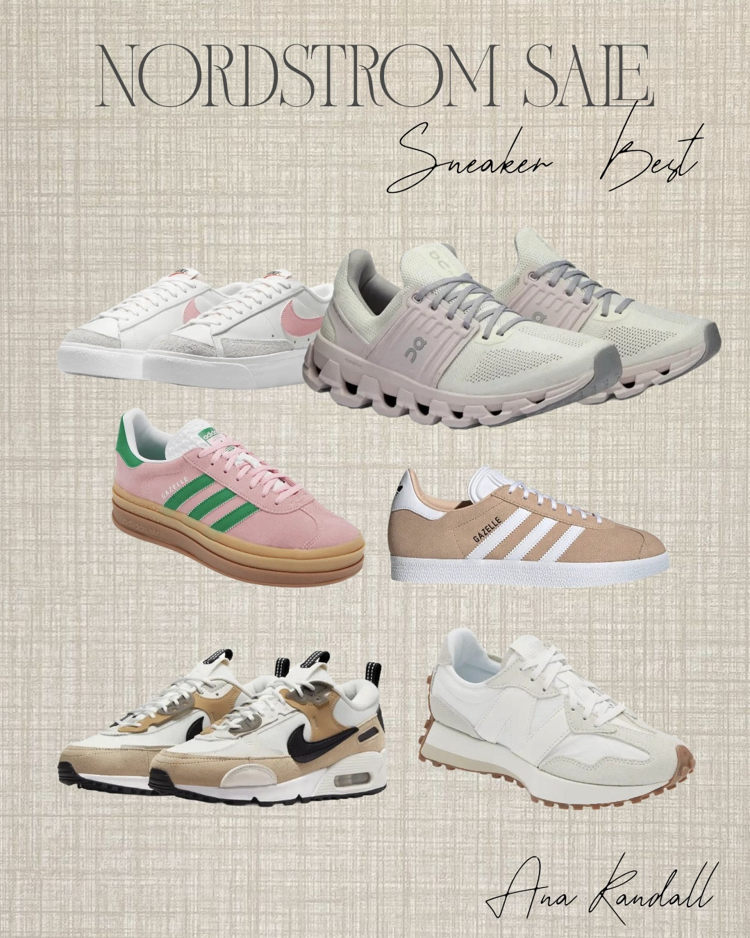 My Favorite Sneakers this summer.

Adidas Samba or Gazelle -  I size down a full size (I’m normally a 7 and fit the 6 for those).  Ultraboost I usually just go down half a size (6.5)
Nike - 6.5
New Balance - I go down half size - 6.5
On Cloud - true to size - I wear 7


#LTKSummerSales #LTKxNSale #LTKShoeCrush