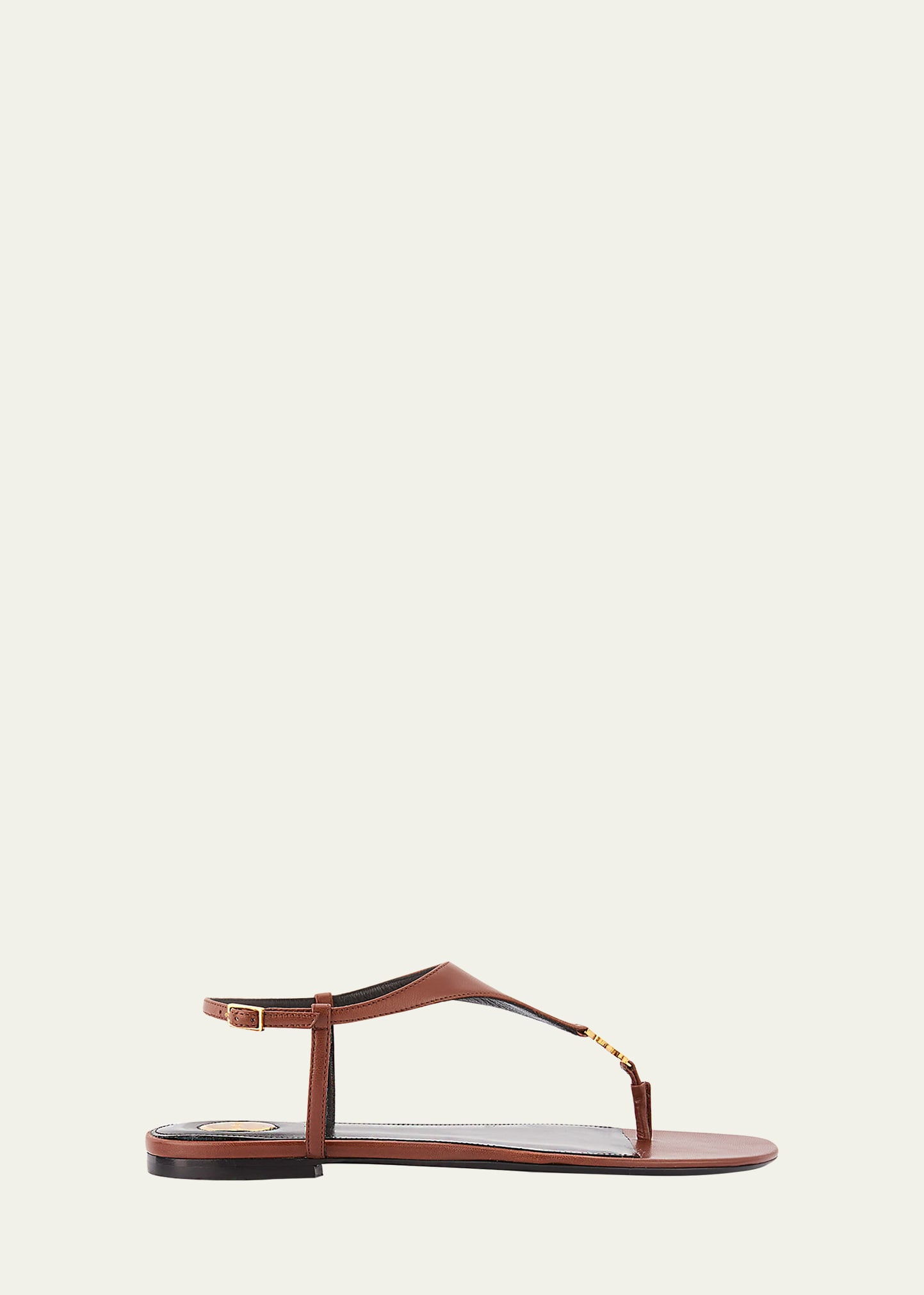 Saint Laurent Cassandra YSL Smooth Leather Sandals | Bergdorf Goodman